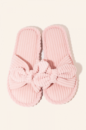 Open Toe Bow Decor Slippers