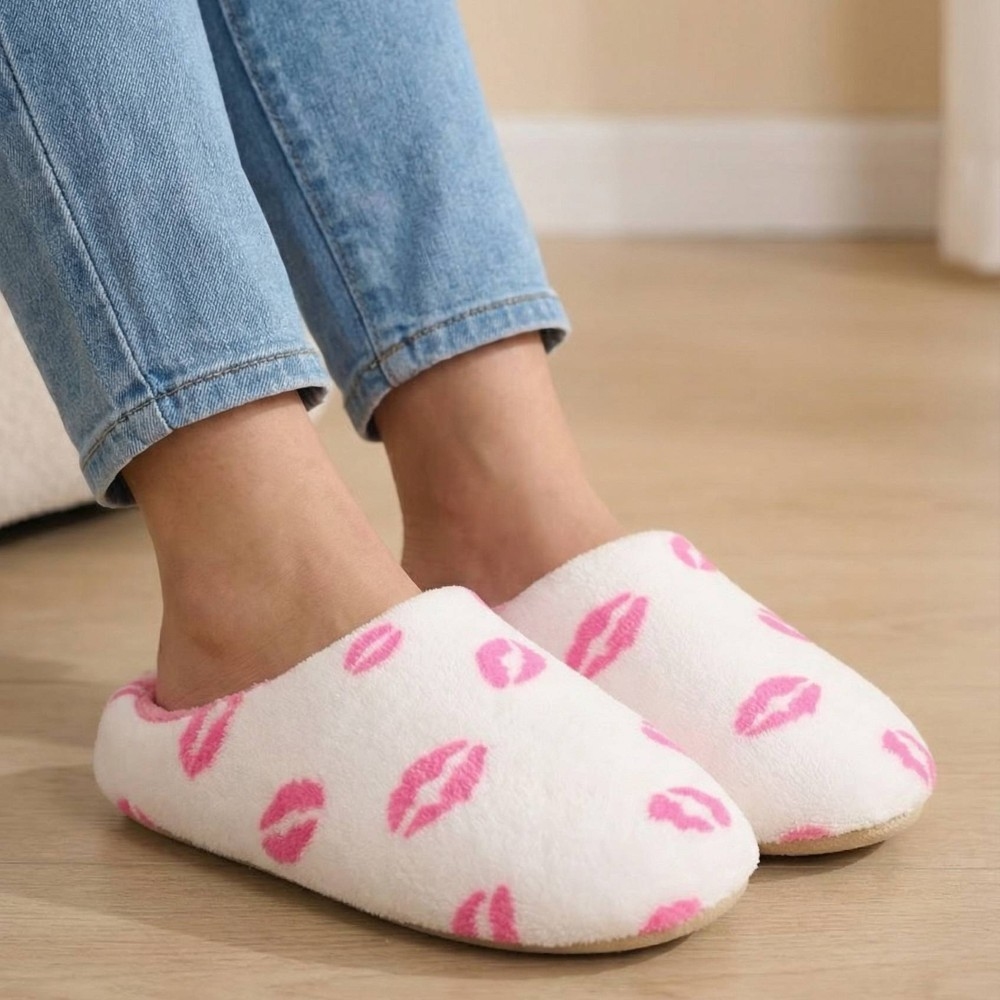 Lipstick Kiss Fur Slippers