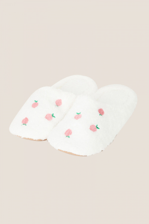 Strawberries Print Fur Slippers