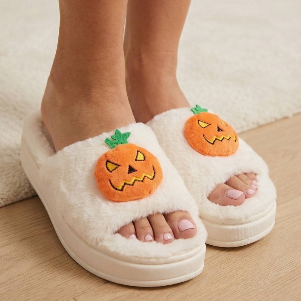 Pumpkin Decor Halloween Slippers