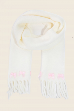 Soft Fuzzy Bow Decor Scarf