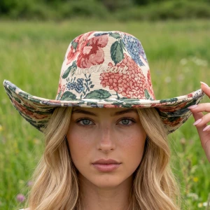 Sweetheart Script Floral Tapestry Cowboy Hat