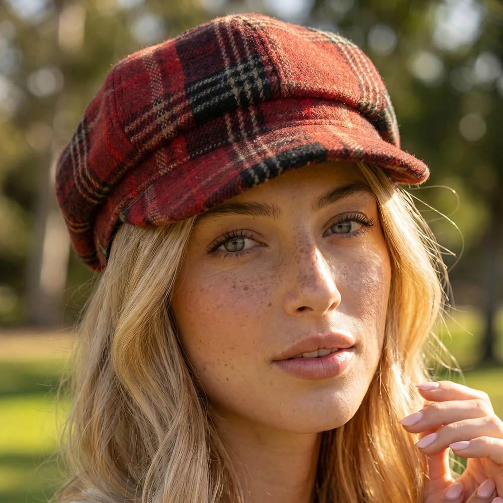 Tartan Plaid Eight Panel Newsboy Cap