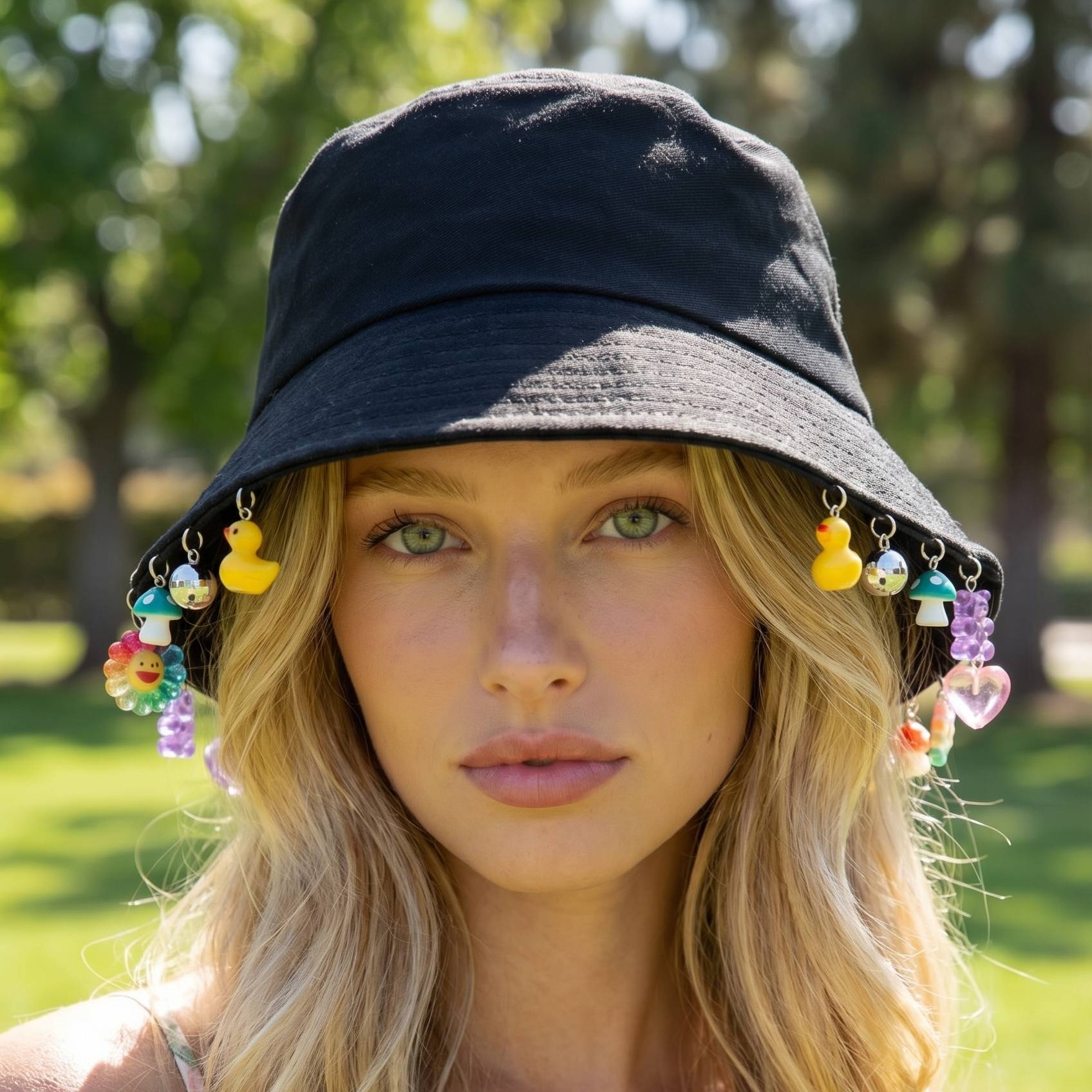 Assorted Charms Dangle Bucket Hat