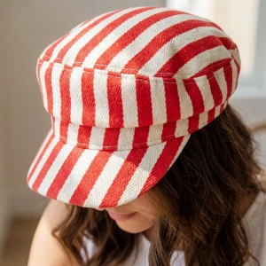 Red Striped Cabbie Hat