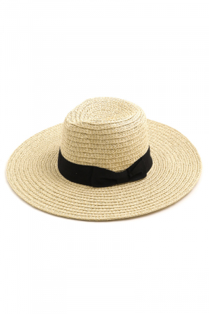 Bow Tie Straw Weave Floppy Sun Hat