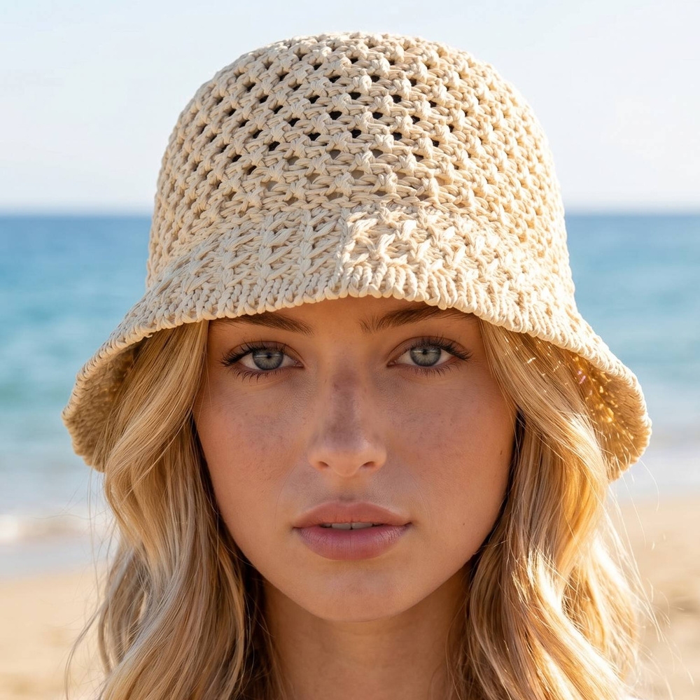 Open Weave Crochet Bucket Hat