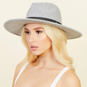 Vegan Leather Strap Fedora Felt Hat