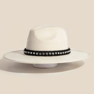 Rhinestone Strap Fedora Fashion Hat