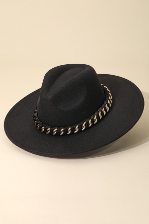 Chain Strap Fedora Fashion Hat
