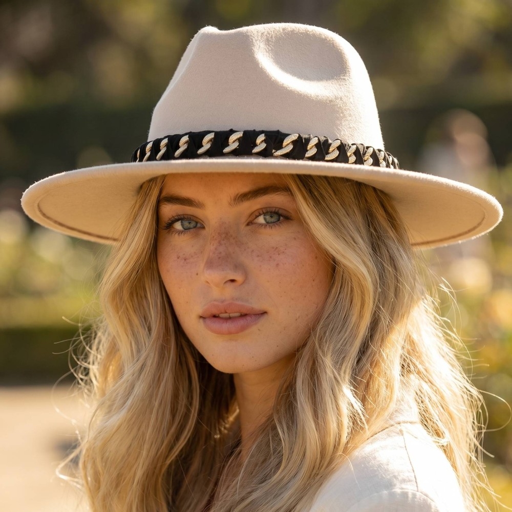 Chain Strap Fedora Fashion Hat