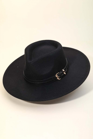 Double Belt Strap Fedora Hat