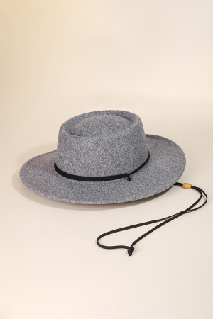 Leather Chin Strap Pork Pie Hat