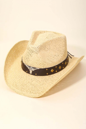 Ox Head Straw Cowboy Hat