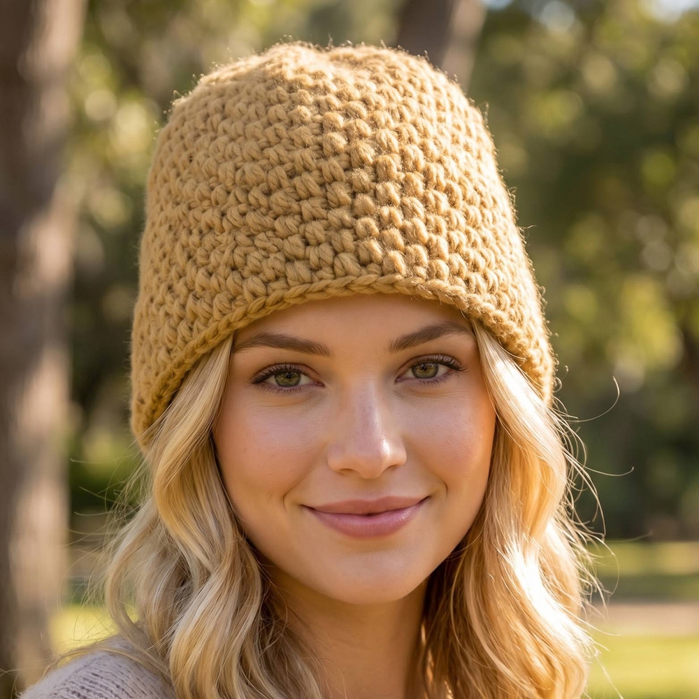Chunky Crochet Seed Stitch Bucket Hat