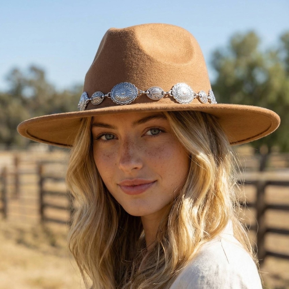 Oval Coin Chain Fedora Hat