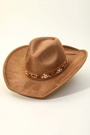Flower Pattern Strap Western Cowboy Hat