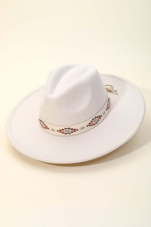 Boho Tribal Pattern Strap Fedora Hat