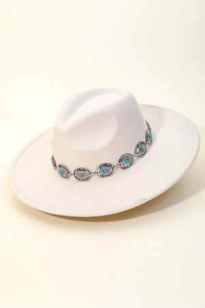 Western Concho Chain Fedora Hat