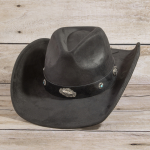 Black Suede Cowboy Hat With Concho Band