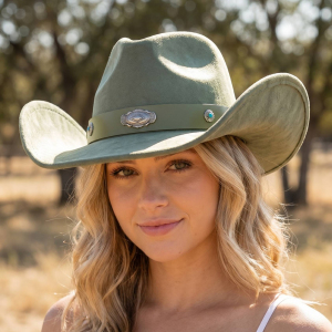 Suede Concho Turquoise Band Cowboy Hat