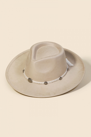 Braided Chevron Tassel Strap Fedora Hat