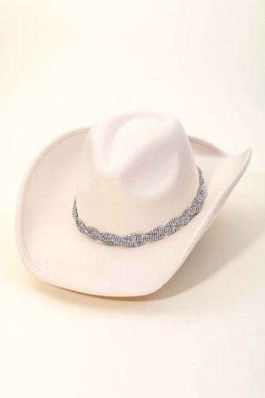 Rhinestone Chain Strap Cowboy Hat