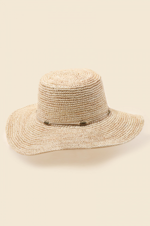 Beaded Strap Braided Straw Hat
