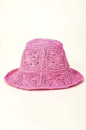 Large Square Pattern Knit Bucket Hat