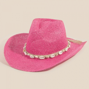 Straw Weave Cowrie Shell Rope Strap Cowboy Hat