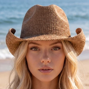 Crochet Raffia Shapeable Cowboy Hat