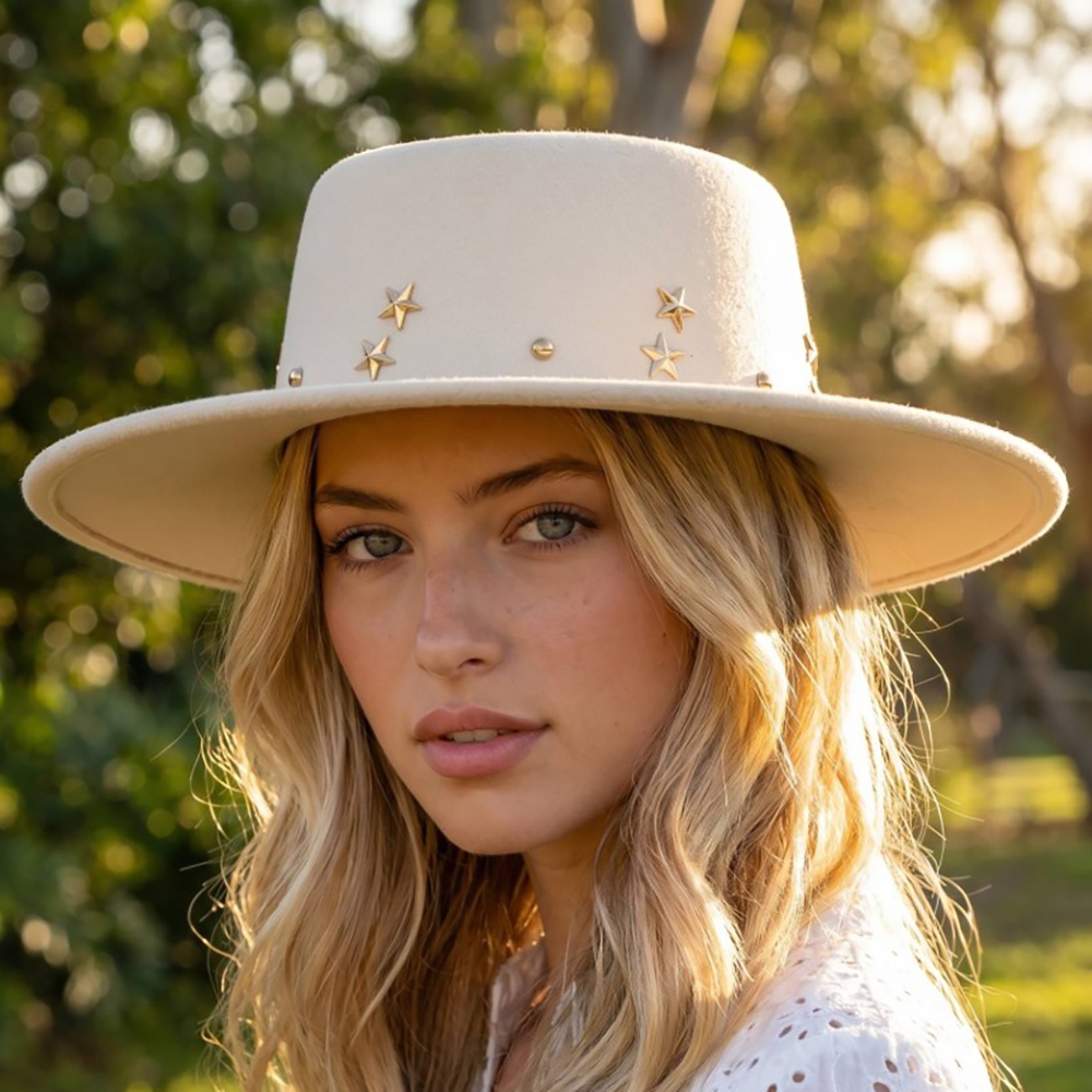 Star Studded Detail Fedora Hat