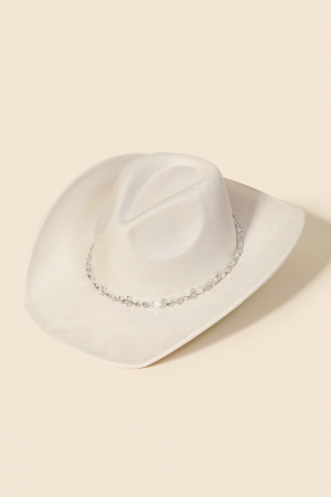 Rhinestone Studded Strap Western Cowboy Hat
