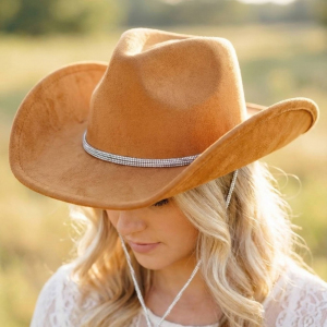 Rhinestone Rope Strap Cowboy Hat