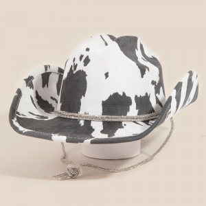 Cow Print Draw String Cowboy Hat
