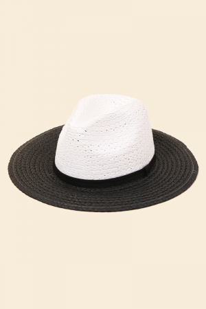Two Tone Straw Braided Sun Hat
