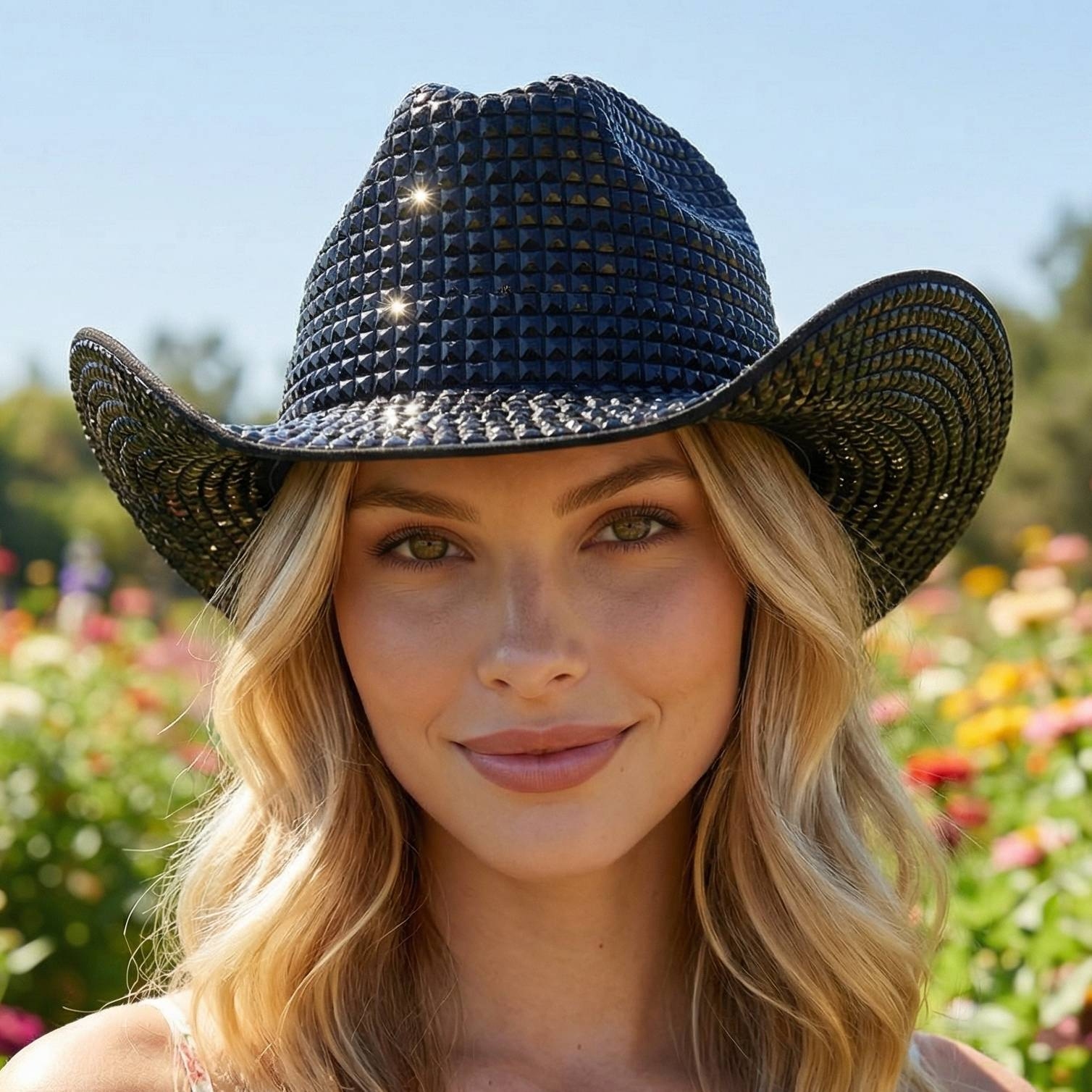 Rhinestone Bead Studded Fedora Hat