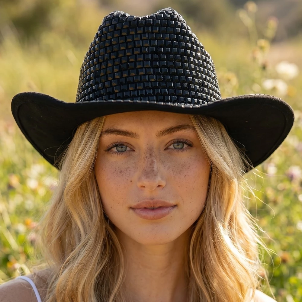 Rhinestone Bead Studded Fedora Hat
