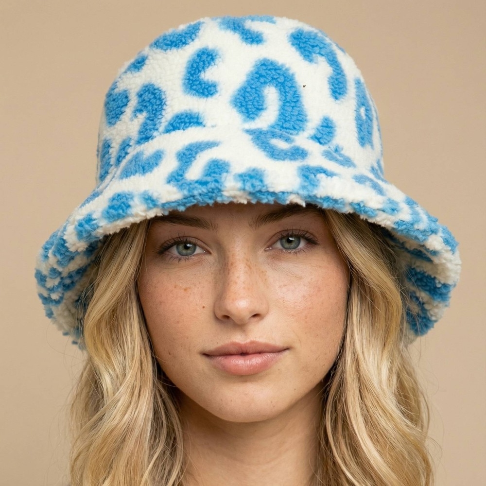 Leopard Pattern Sherpa Bucket Hat