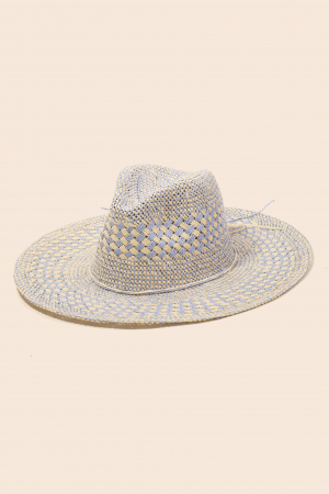 Checkered Straw Weave Sun Hat
