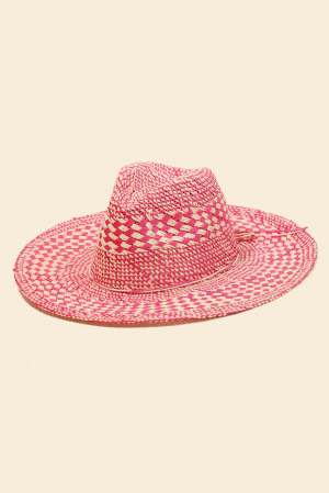 Checkered Straw Weave Sun Hat