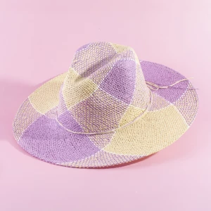 Two Tone Woven Straw Wide Brim Rancher Hat