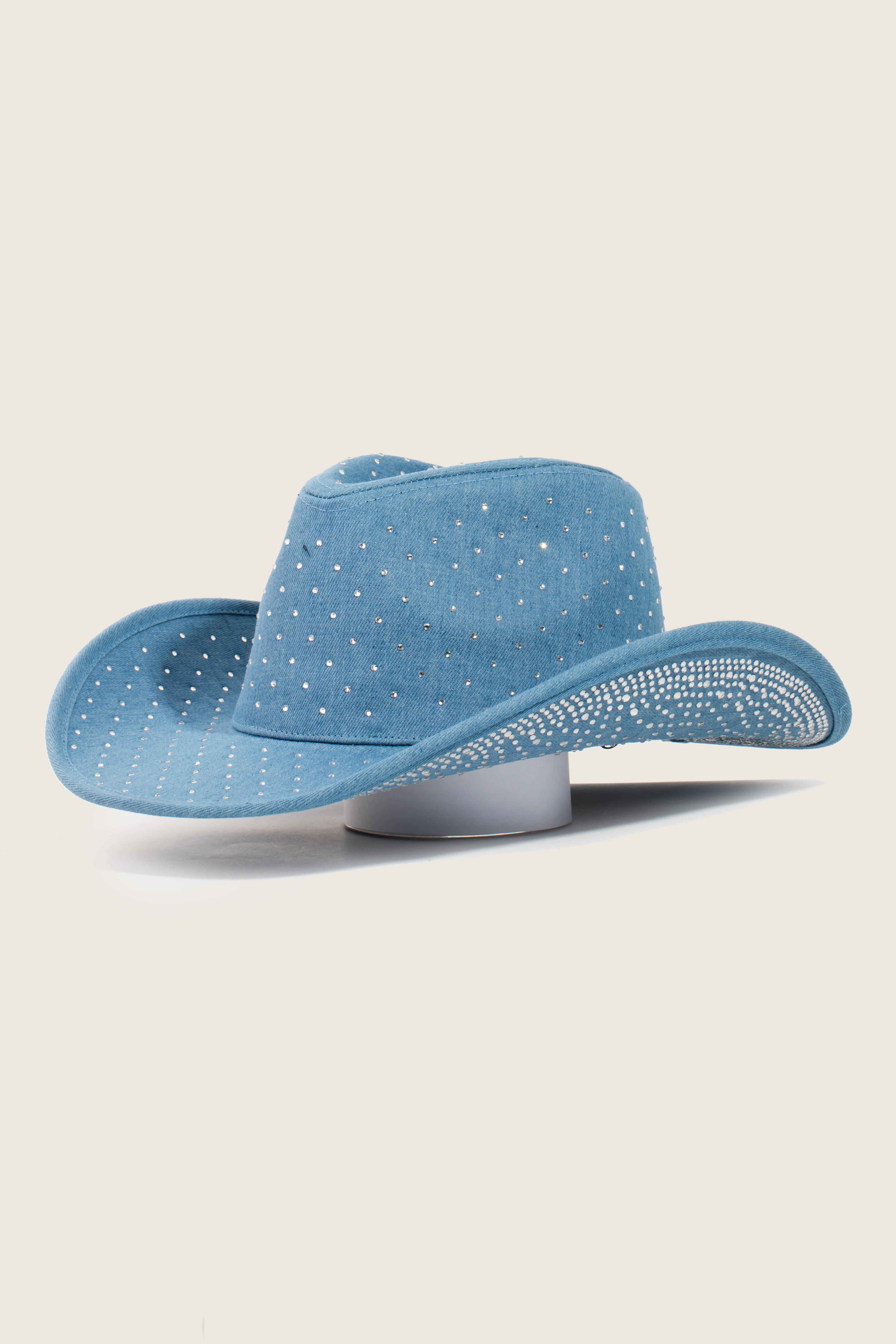 Rhinestone Studded Denim Cowboy Hat
