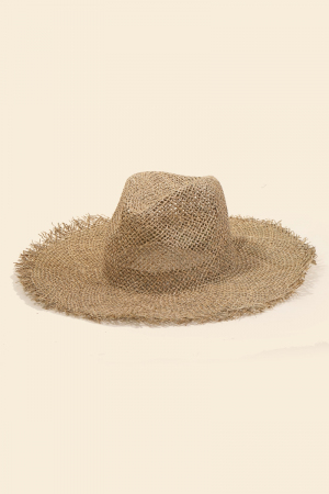 Fringe Edge Straw Braided Western Fedora Hat