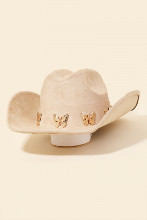 Metallic Butterfly Charms Soft Western Cowboy Hat