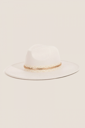 Embroidered Ribbon Bow Fedora Hat