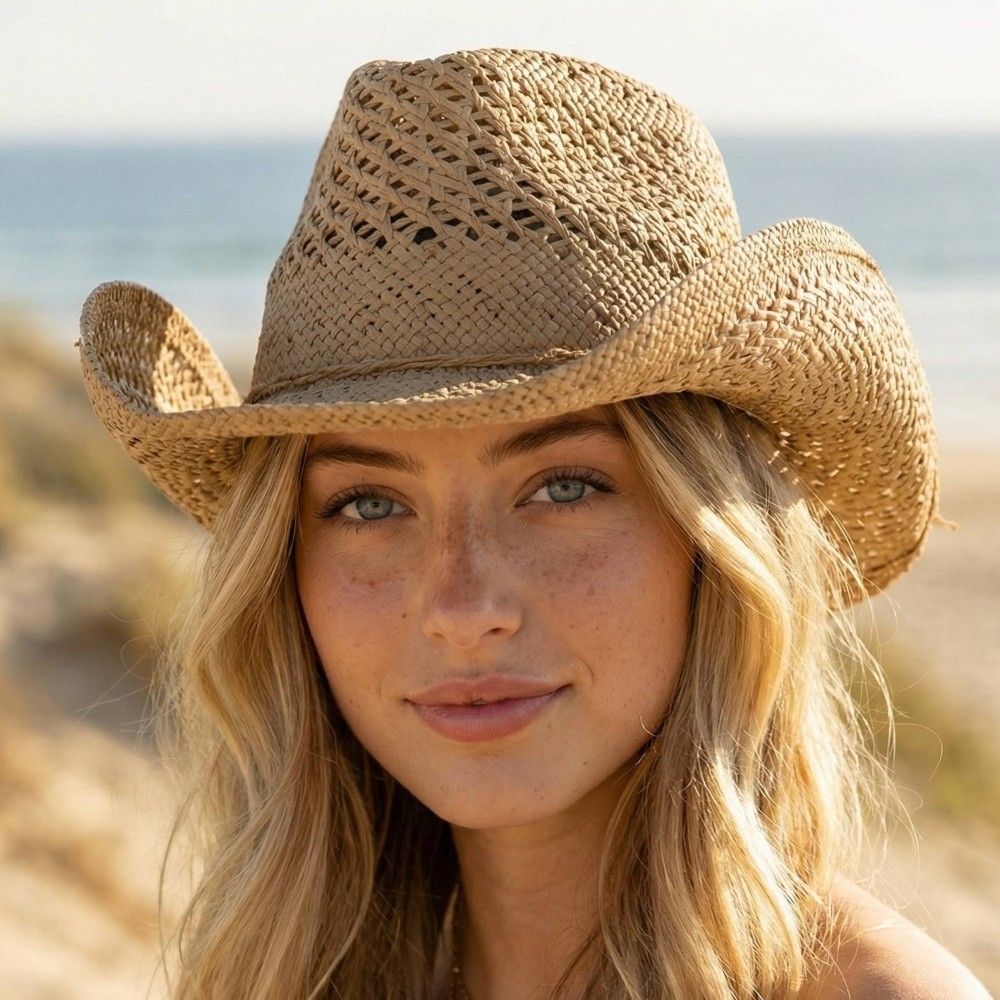 Straw Braid String Cowboy Hat