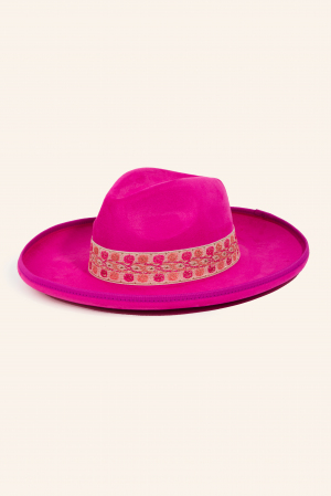 Boho Embroidered Band Fedora Hat