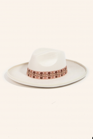 Boho Embroidered Band Fedora Hat