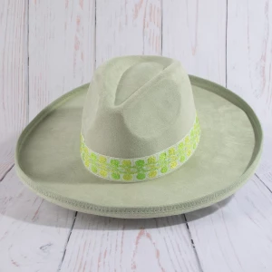 Boho Embroidered Band Fedora Hat